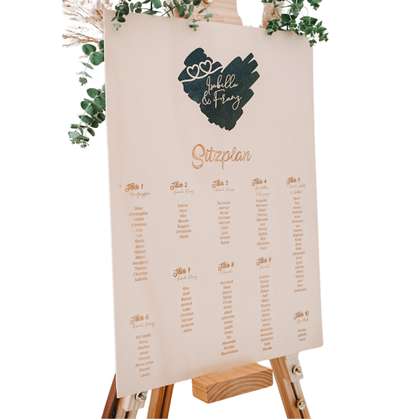 Personalisierter Sitzplan für Hochzeiten